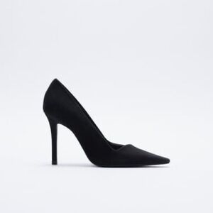 NWT. Zara Black Suede Leather High-Heels Shoes. Size 9.